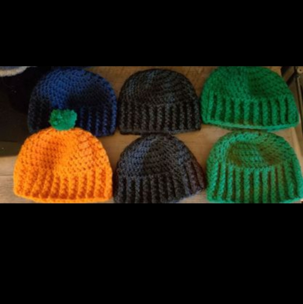 Handcrafted premie sized crocheted beanies